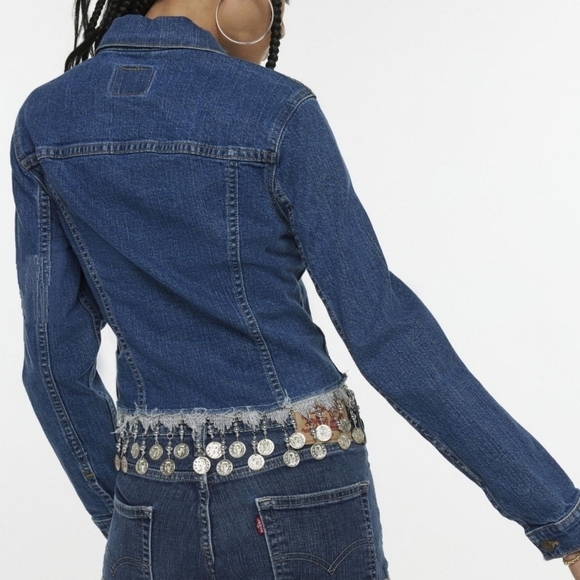 UO Urban Renewal Remade Coin Trim Denim Jacket S/M *EACH ONE IS UNIQUE* - Picture 3 of 15